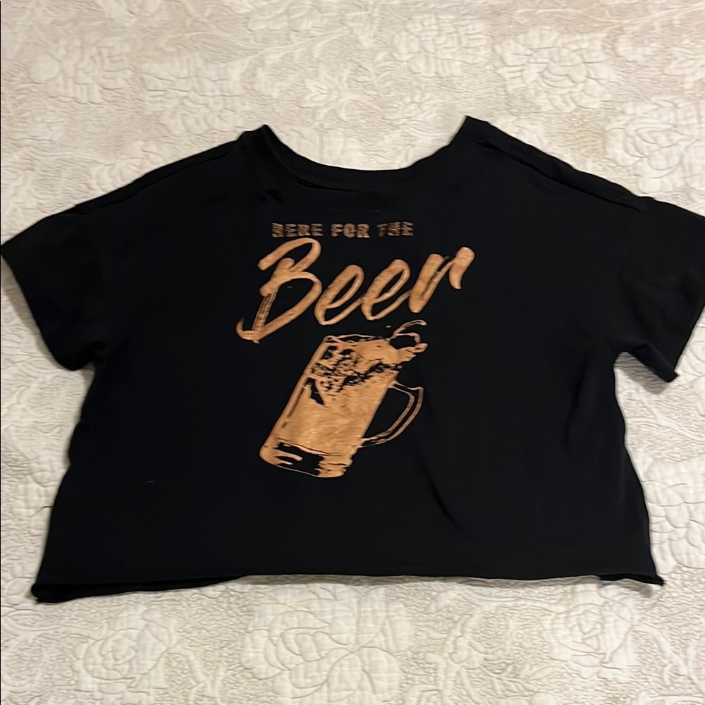 Shyanne Black Crop Top with Gold Print